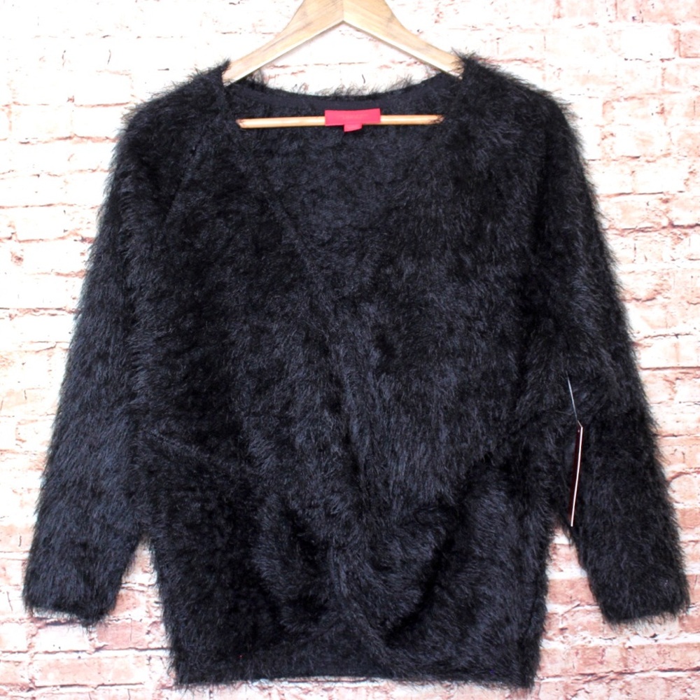 Jennifer Lopez | Mineral Black Twist Front Eyelash Sweater